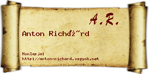 Anton Richárd névjegykártya