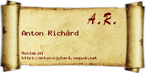 Anton Richárd névjegykártya
